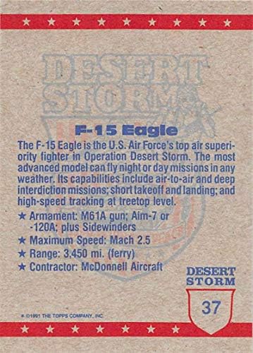 1991. Topps Desert Storm Yellow Logo Pismo Koalicija za mirske trgovine kartice 37B F-15 borbeni avion