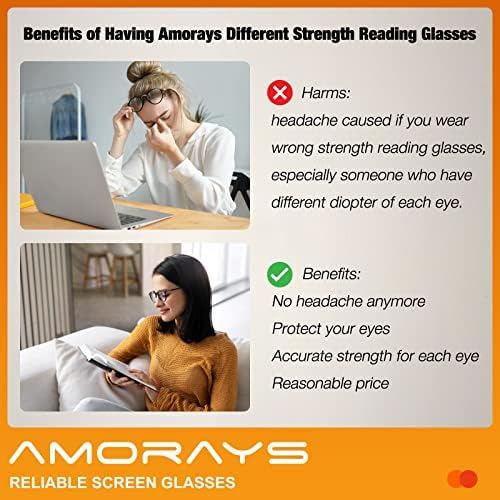 Amorays za čitanje naočala međusobne leće za muškarce, proljetne šarke čitatelja s različitom snagom za svako oko