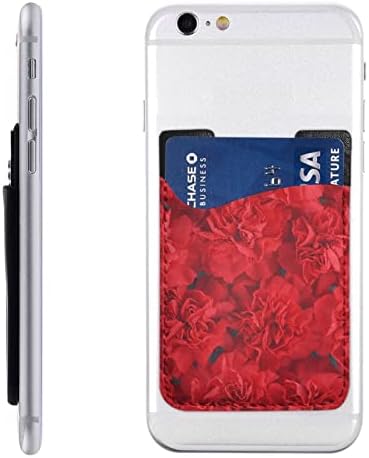 Držač kartice s crvenim cvjetovima, PU kožna samoljepljiva id kreditna kartica za 2,4x3,5 inčni pametni telefon