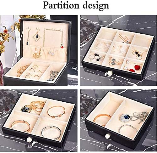 QTT kutije za nakit kožni nakit Organizator prijenosni svestrani nakit škrinje za prstenove Ogrlice, crna kutija za nakit za žene