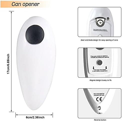 Bijeli automatski električni otvarač za limenke za otvaranje limenki i dodatak za otvaranje boca u obliku 8