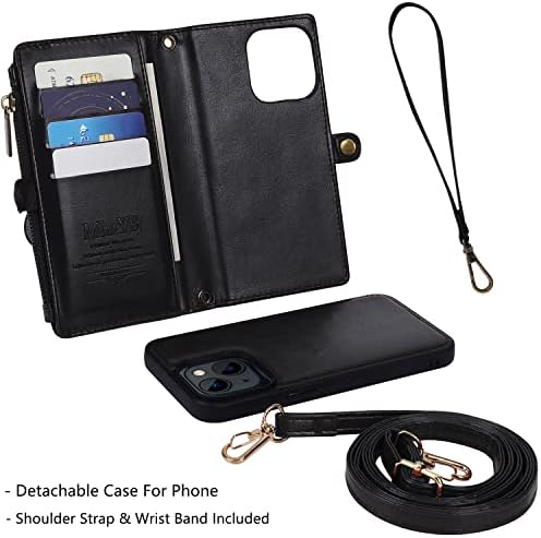 MInCYB kompatibilan s torbicom-novčanikom za iPhone 14 Plus, torbicom na munje s RFID-блокирующими pretincima za kartice za žene i