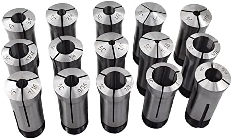 Kimllier 15pcs Carbon Steel 5C okrugli kolekcijski set 1/8 - 1 inč x 16ths prikladan za obradu okretanja