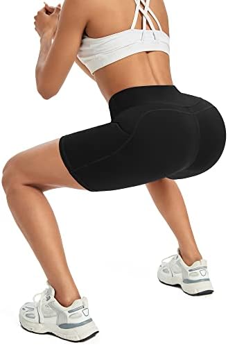 G4free ženske biciklističke kratke hlače 5/8 inča kompresije joge vježbanja atletskih kratkih hlača s džepovima visoki struk