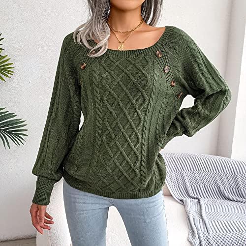 Sinzelimin ženski džemper pulver kabel od solidne boje pleteni dugi rukavi labavi o-vrat labavi casual pleteni bluza džemperi vrhovi