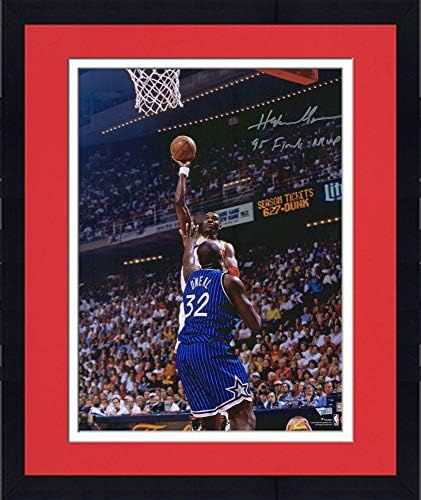 Uokvireni Hakeem Olajuwon Houston Rockets Autographed 16 x 20 snimanja fotografije Shaquille O'Neal s natpisom 95 finala MVP - Autografirane