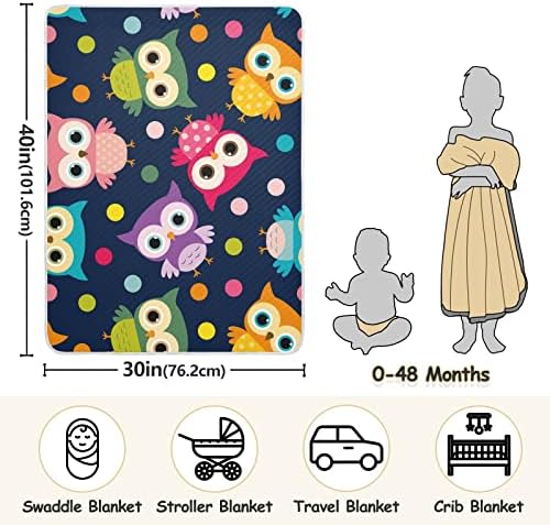 Deka za oblaganje šarene sove polka točkice pamučna pokrivač za dojenčad, primanje pokrivača, lagana mekana pokrivača za krevetić,