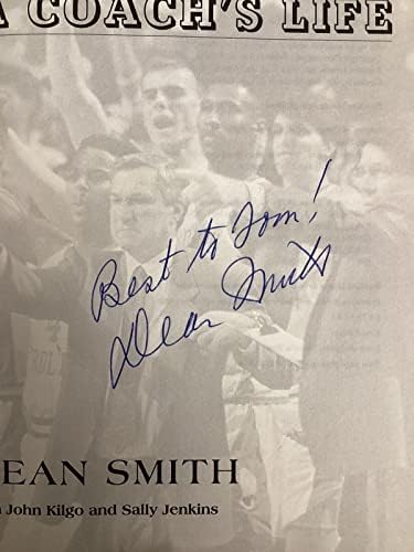 Dean Smith potpisao je knjigu a treneri Život Tar Heels￼ Autograph košarka Hof JSA - Košarka s autogramima s autogramom