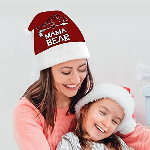 Crveni Karirani Božićni šešir, šešir Djeda Mraza, smiješni Božićni šeširi, šeširi za zabave za žene/muškarce