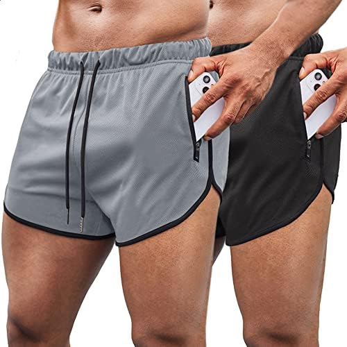 Coofandy muški 2 paket trening koji trči kratke hlače od 3 inča atletskih kratkih hlača s džepovima s patentnim zatvaračem