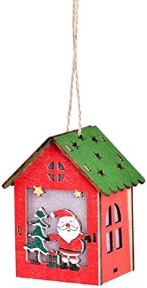 Kgponx kreativni ukrasi blistave boje male kuće s svjetlima božićna drvena olovka za božićno drvce
