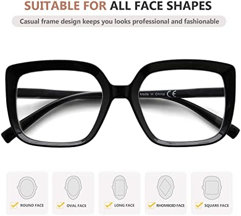 Naočale za čitanje očiju za žene velike čitatelje naočala naočale prevelike - crna +1.75