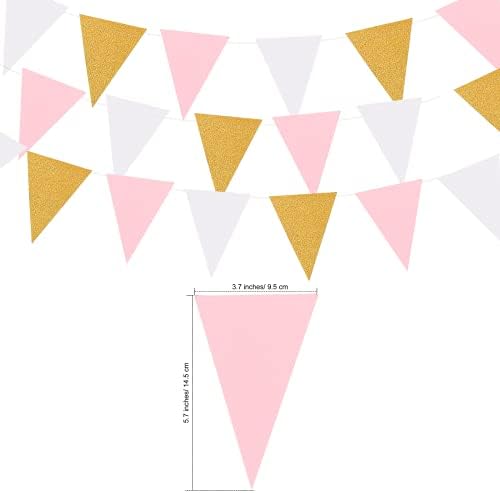 Merrinin trokut zastava Bunting banner, 3 pakiranja 30 stopa zastavica u vintage stilu banner za vjenčanje, Dječji Tuš, događaje i