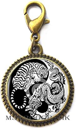 BoteWo0lbei Art Yin-Yang Dragon i Tiger Jastog Clap Astrology Zipper Pull nakit šarm jastoga za njega ili HER-MT030
