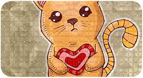 Bennigiry 14,7 x 26,9 kadica za kadu za tuširanje za bebe djece s odvodnim rupama kut mačka drži crveno srce
