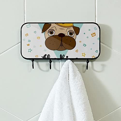 Lyetny držač ručnika zidni stalak za ručnike za ručnike dekor kupaonica ogrtač za ogrtač odjeća zabava s king pugs kupatila ručnik
