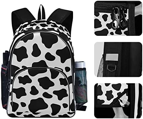 Orezi modni ruksak za žene djevojčice, crno -bijela krava tiskana školska vreća s ruksakom torba za putnička torba casual daypack ruksack