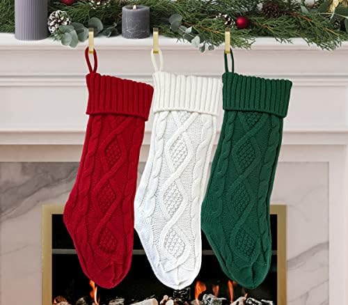 Teamore pleteni božićne čarape pletene crveno zelene bijele božićne čarape božićni dekor poklon za odmor od 2