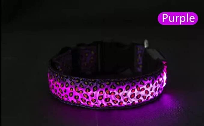 Moderan leopard print ovratnici za pse s šarenim LED svjetlom