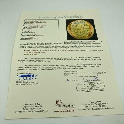 Mickey Mantle Stan Musial Hall of Fame Multi potpisan bejzbol 25 Sigs JSA CoA - Autografirani bejzbol