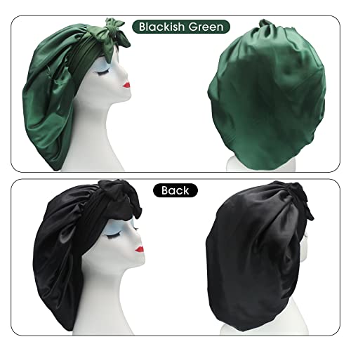 Hanbertti 2 Pack Silk satenski kasač za kosu za kosu za spavanje šešira s rastegčanim trakama za kravate svilene močvarne močvare satenski