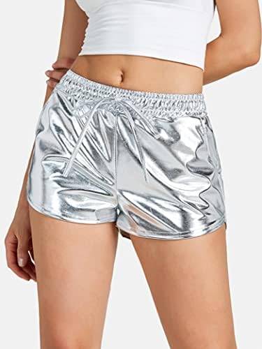 Hedmy ženske sjajne metalne kratke hlače joge ljetne vruće hlače crtanje cheeky plesne dne kratke hlače