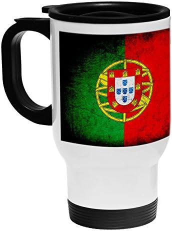 ExpressItbest bijela kava/putnička šalica od nehrđajućeg čelika - zastava Portugala - rustikalna