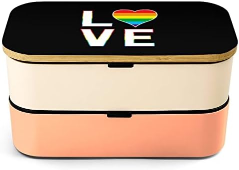 Gay Love Rainbow LGBT dvosloj Bento Box za ručak s priborom Set Slakirani spremnik za ručak uključuje 2 spremnika