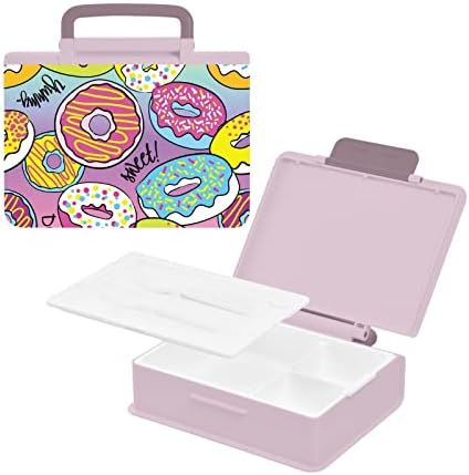 Alaza Rainbow Donuts Šarene kutije za ručak za ručak bez BPA-a bez propuštanja kontejnera za ručak s vilicom i žlicom, 1 komad