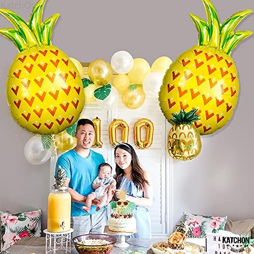 Kacchon, divovski ukrasi s balonima od ananasa - 32 inčni | Balon od ananasa za ananas za ukrase za zabavu | Voćni baloni za rođendanske