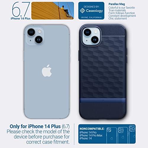 Casology Parallax mag futrola [ugrađeni magnet] dizajniran za Magsafe kompatibilan s iPhoneom 14 Plus Case 5G - ponoćna plava