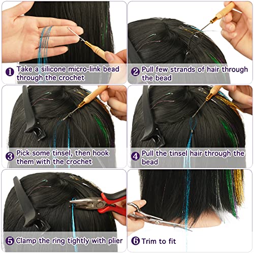 Set šljokica za kosu s alatom 18 boja 3600 pramenova svjetlucavih šljokica za produženje kose nevjerojatan sjaj pjenušava kosa za žene