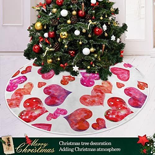 Oarencol ružičasto crveno srce Valentinovo božićno drvce suknja 36 inčni Xmas Odmor za odmor mat ukrasi