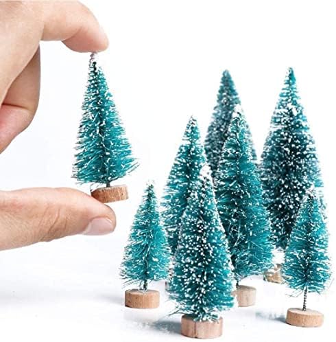 12pcs Mini božićno drvce Minijaturno borovo stablo Tiny Sisal stabla sa snijegom i drvom za božićni ukras kuće