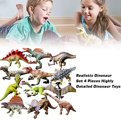 Realistični Dino set, edukativna igračka za malu djecu, 4 komada realističnih dino igračaka, sigurna netoksična, izdržljiva i izdržljiva,