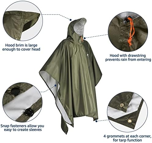 Vodootporni kišni Pončo lagani planinarski kaput za višekratnu upotrebu s kapuljačom jakna za aktivnosti na otvorenom