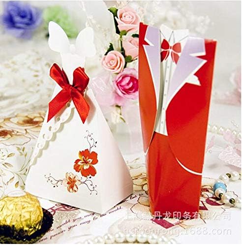 Anncus 50 komada crvena bijela ružičasta mladenka Valentinovo darovni koferi mladoženja tuxedo haljina haljina vrpca vjenčanja za vjenčanje