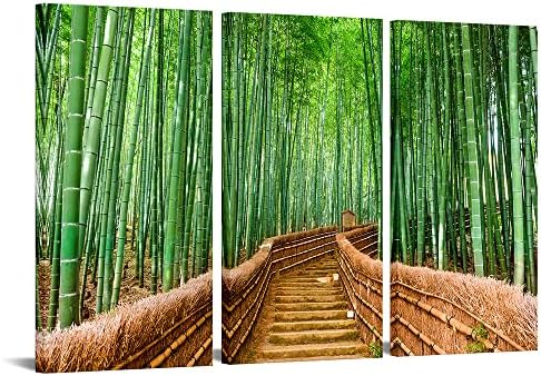 Canvbay 3 komada Veliki platno print zidna umjetnost Bambusova šuma staza u Kyotu Japan priroda divljina krajolik slika slika Fotografija