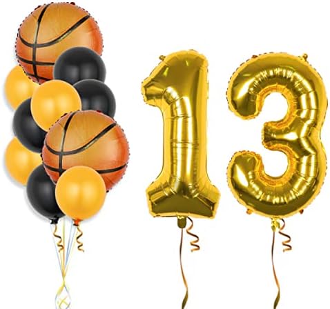 Košarkaški balon set 13. rođendan ukras broj 13 Folija Balon Gold Ballesball Dekoracija Crni žuti lateks balon za djecu Dječak rođendanska