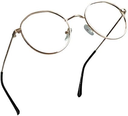 Naočale s okruglim okvirom od legure plave boje, Naočale za čitanje koje blokiraju svjetlost s povećanjem od 4,00 puta