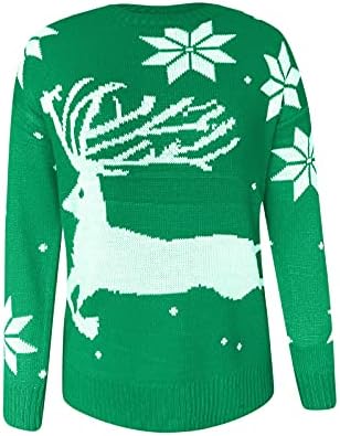 Ružni džemperi za božićne posade za žene lagani jeleni pulover snježna pahuljica pleteni dugi rukavi slatki trendi vrhovi