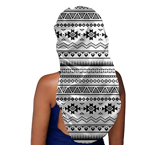Forchrinse crno bijela Aztec plemenska geometrijska kapica za spavanje velika poklopac za žensku njegu kose, duga kosa, kovrčava kosa,