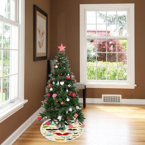 Xollar 48 inčni veliki božićni drvci suknja prostirka Šareni brkovi, božićni ukrasi drveća za zimske zabave Nova godina s resicama