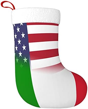 Qg zzx božićne čarape s bijelom super mekom plišanom manžetom američka zastava i talijanske zastave božićne čarape božićne ukrase čarape