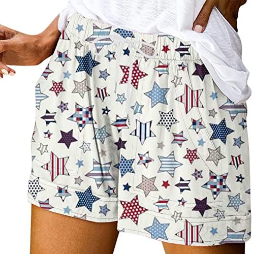 4. srpnja kratke hlače za žene 3d zvijezde Stripe USA PRINT SHARTS s džepovima casual struka struka Kratke hlače