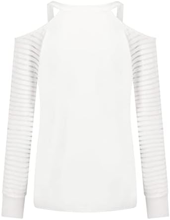 Modni ženski vrhovi za ljeto 2023 V-izrez majice s dugim rukavima za tisak hladnih ramena labavi bluza