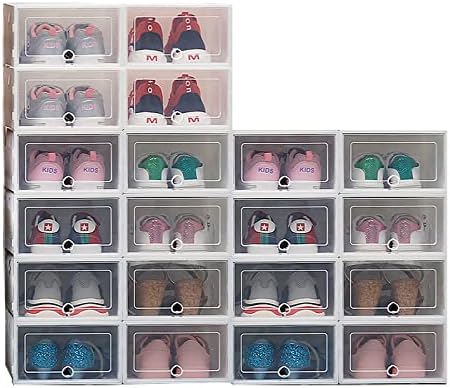 Woqlibe kutije za odlaganje cipela, set od 20 kutija s prednjim cipelama za kapi, sklopivi spremnici za spremnike za cipele, jednostavan