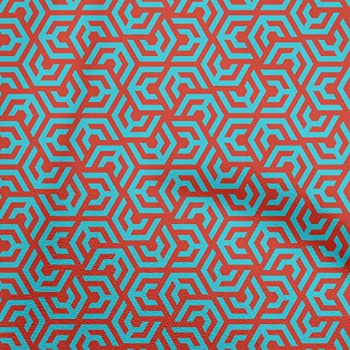 + Rajon Georgette tkanina u nebesko plavoj boji, geometrijski materijal za šivanje, tiskana tkanina, dvorište širine 42 inča-5127