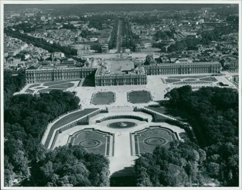 Vintage fotografija zračnog pogleda na palače Versailles