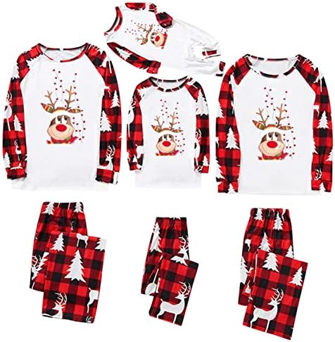 XBKPLO božićno usklađivanje zimske pidžame, obiteljska pidžama božićna pamučna pidžama par Pokloni za dečko roditeljsko dijete dijete